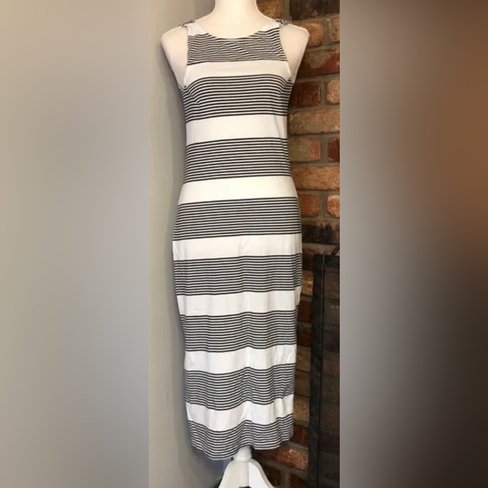 HURLEY Sundress Backless White w/Black Stripes NWOT